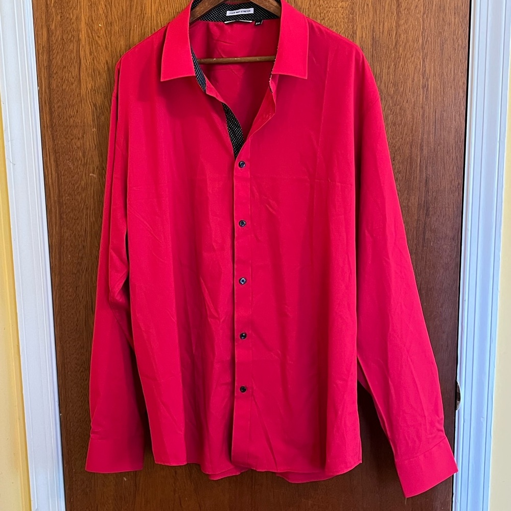 Red Button-Up Shirt with stretch 2XL
